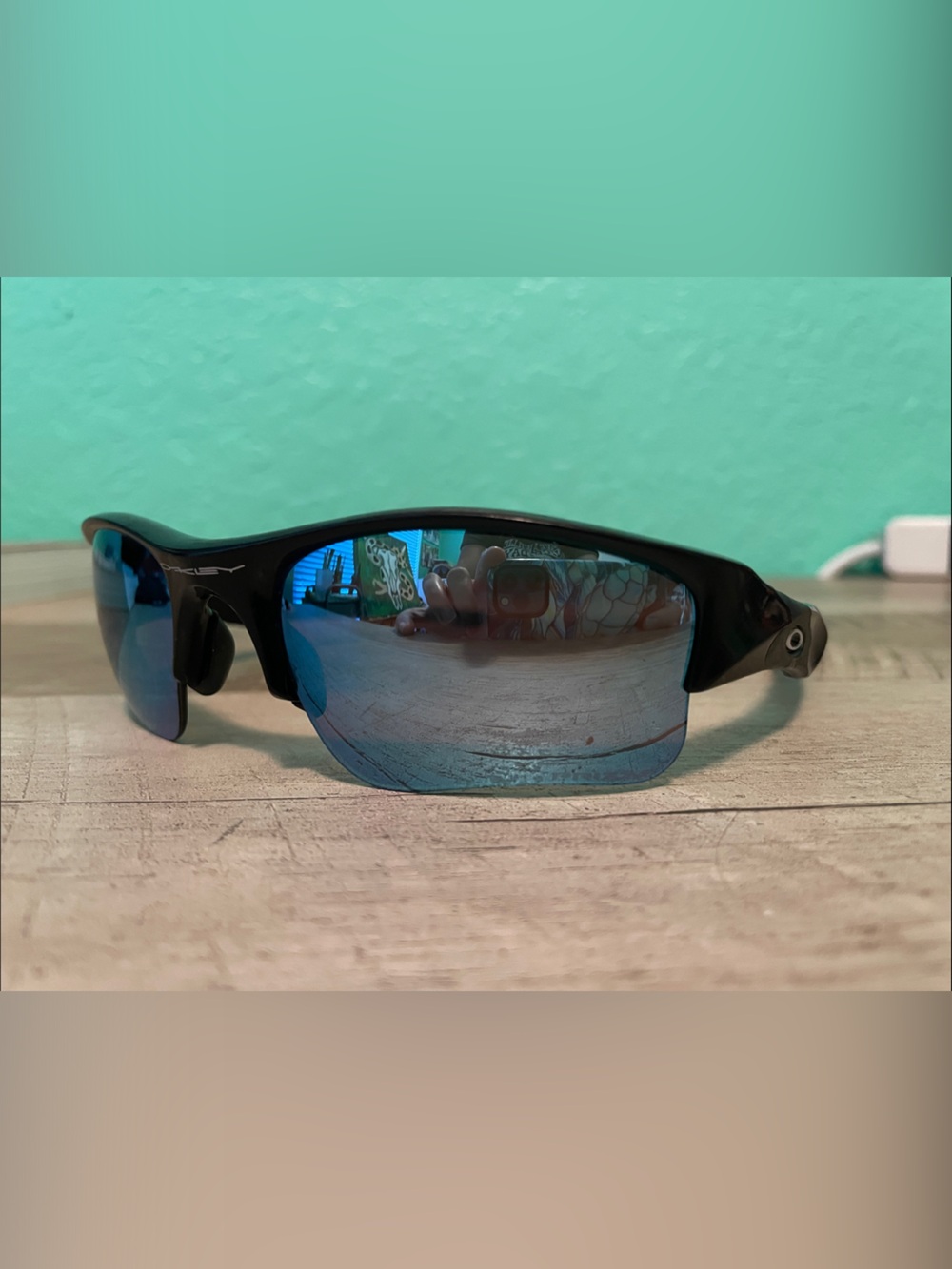 Oakley Flak Prizm Sport Sunglasses with Blue Mirrored Lenses and Black Frame